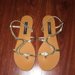 Gold Beaded Snake Strappy Sandal